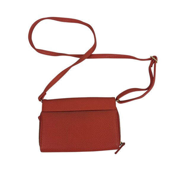 Leather Crossbody Bag With Adjustable Strap & Gold Ring Accents - Picture 5 of 9